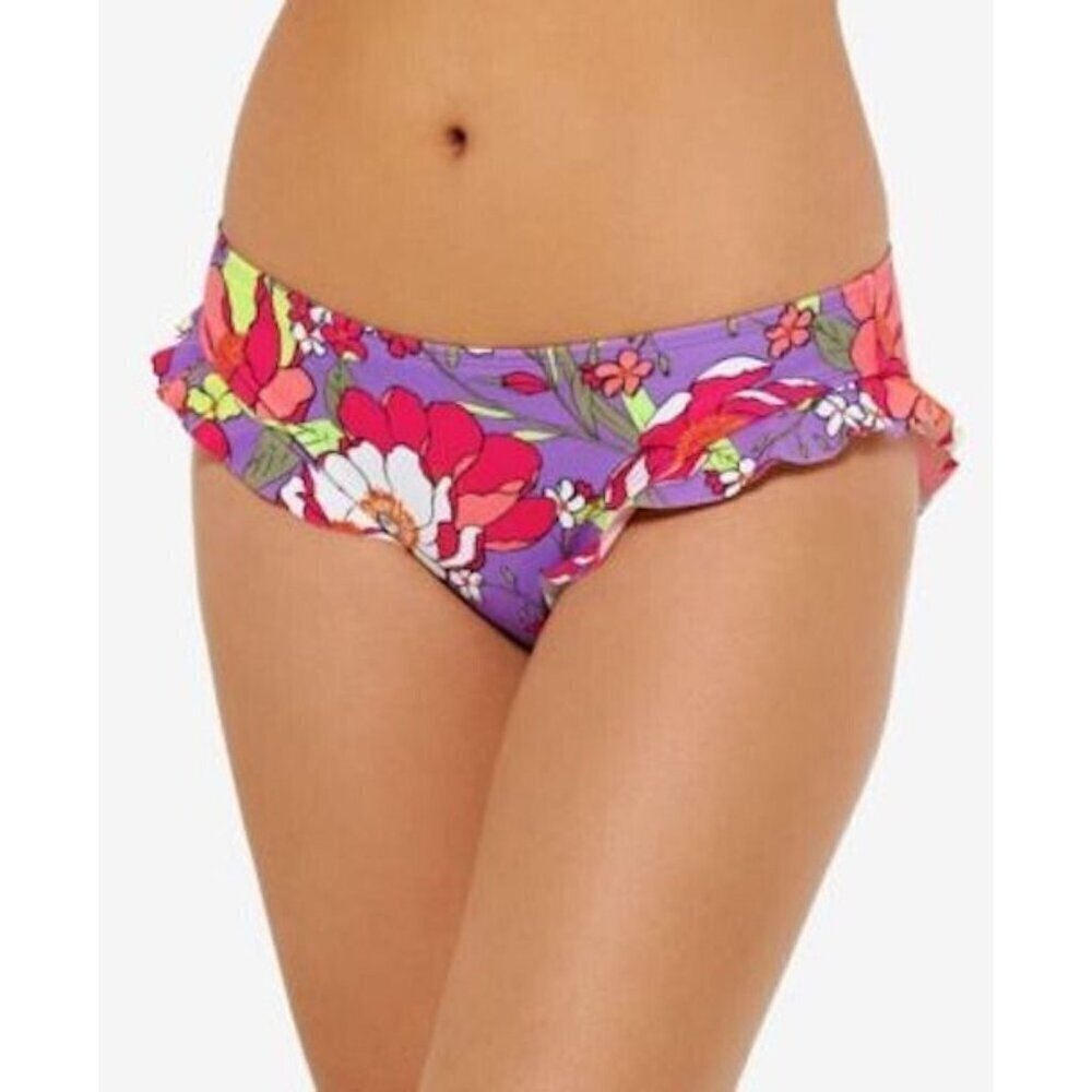 Hula Honey Bikini Bottoms Swimsuit Purple Floral Juniors XL NEW